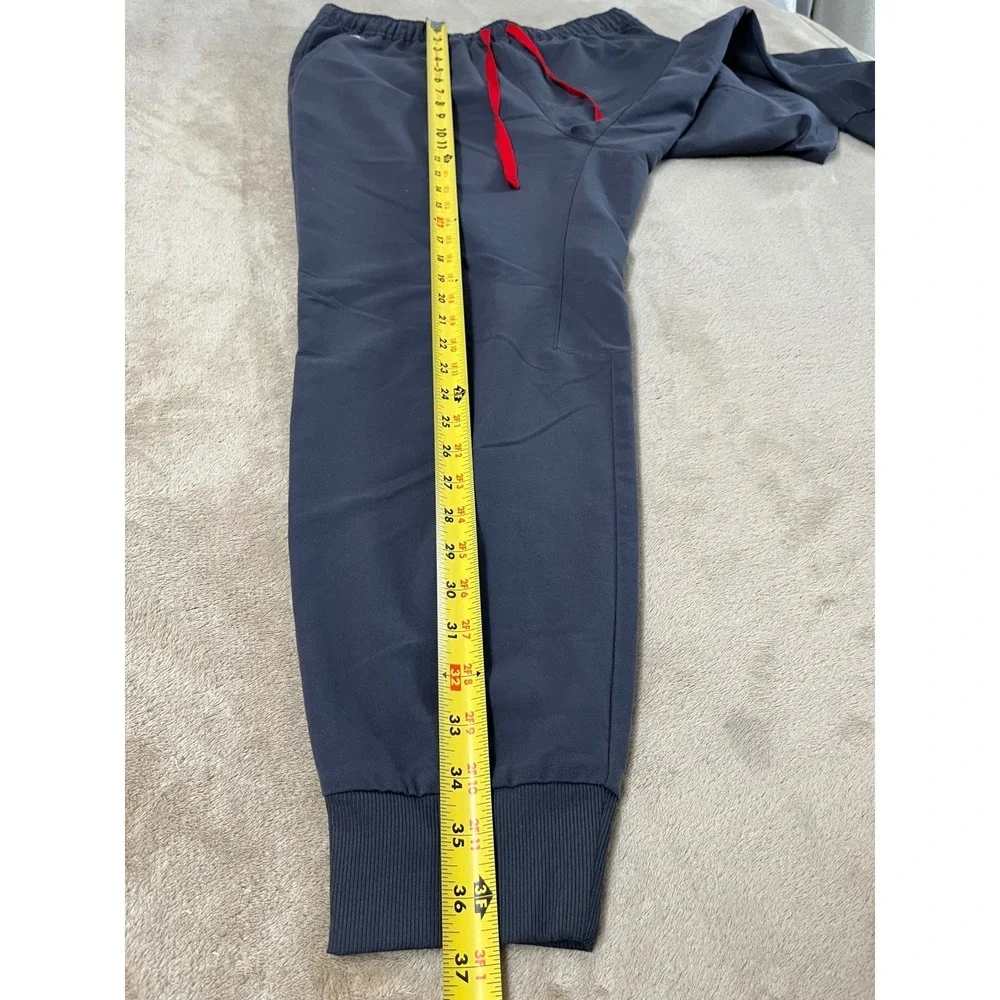 Figs Tansen Jogger Scrub Pants Men's Medium Graphite Gray Red Drawstring EUC